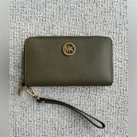 olive green mk wallet