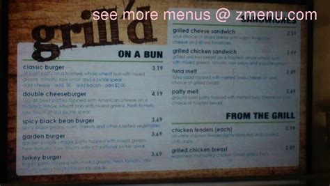 Olive View Cafeteria Menu