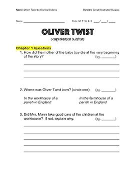 oliver twist chapter 1 questions and answers