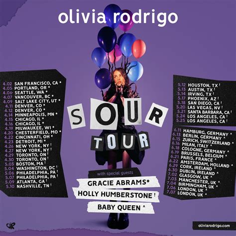 olivia rodrigo tour dates and locations