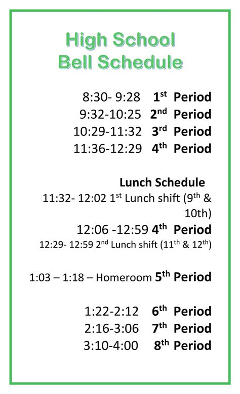 olympia high school schedule