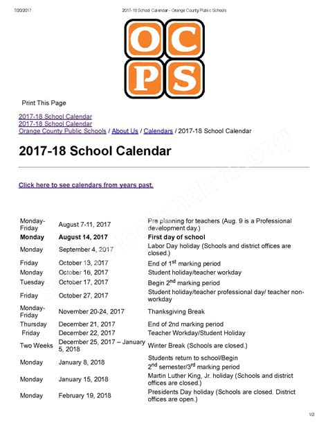 olympia high school school calendar