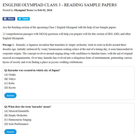 olympiad questions for class 3 english with answers pdf