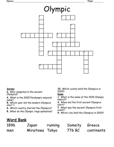Olympics Chant Crossword