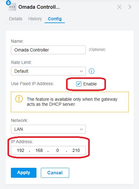 omada controller dhcp reservation