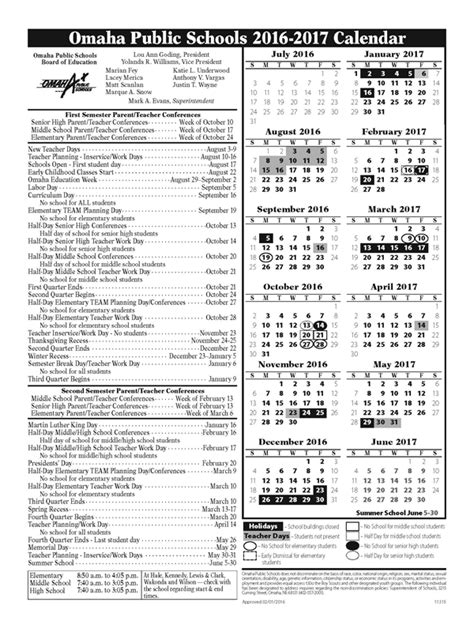 Omaha Public School Calendar 2024-25