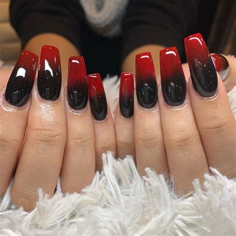 Ombre summer red nail designs