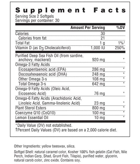 omega xl nutrition label