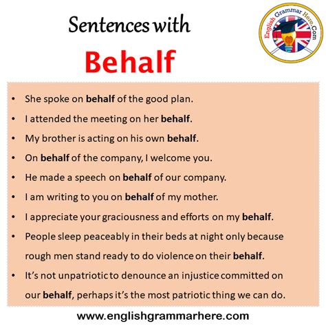 on behalf example sentence