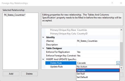 On Delete Cascade Foreign Key Table