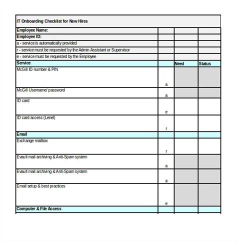 Onboarding Checklist Template Word Free