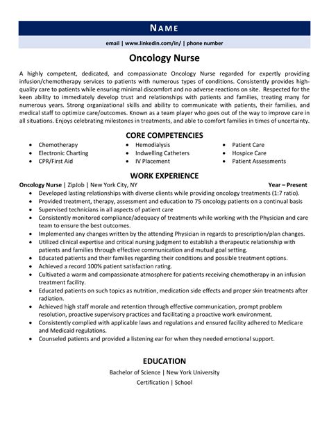 1 Oncology Nurse Resume Templates Try Them Now