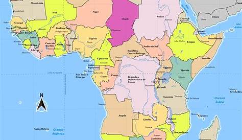 Mapa de África + Mapas individuais dos 54 Países