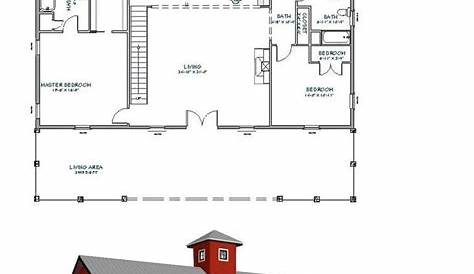 2 Bedroom Barndominium Floor Plans | Metal house plans, Metal building