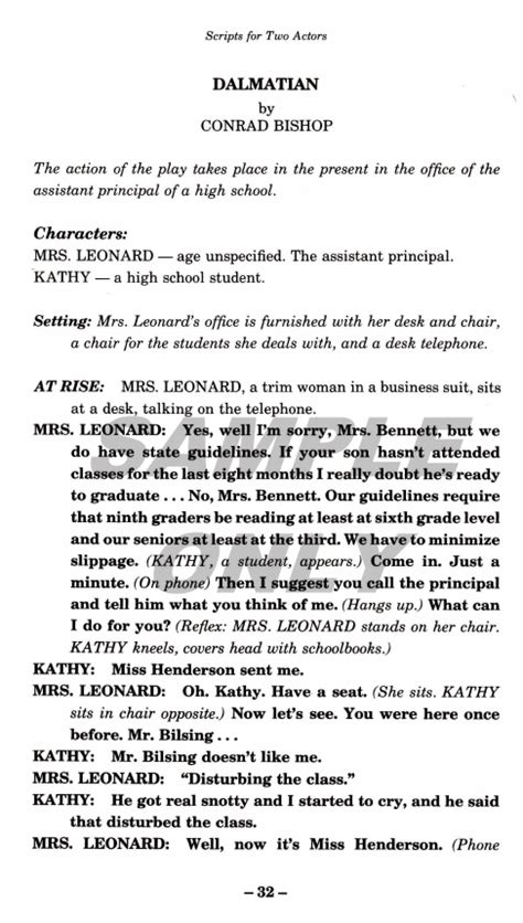 one act play script example for students