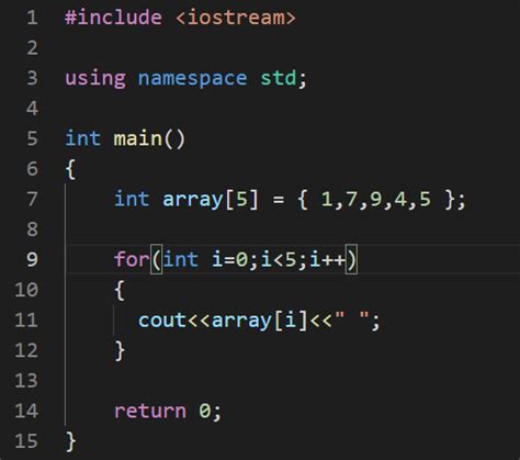 one dimensional array example program