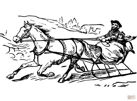 one horse open sleigh coloring page