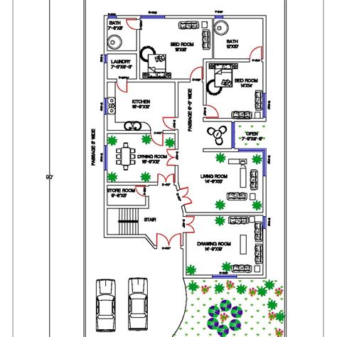 one kanal house floor plan