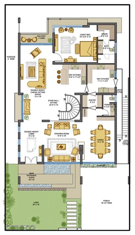 one kanal house floor plan
