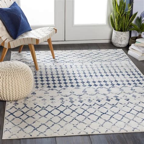 one kings lane blue and white rug