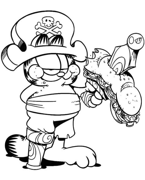 one legged pirate garfield coloring page
