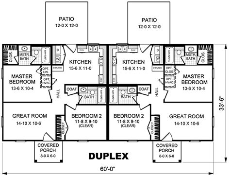 one level duplex floor plans