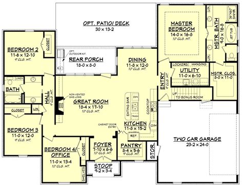 one level floor plans with bonus room