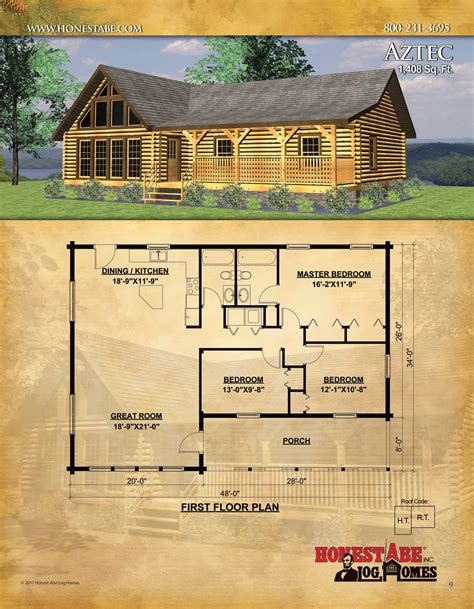 one level log cabin floor plans