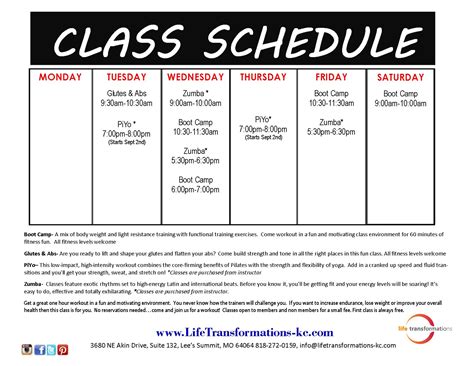 one life class schedule