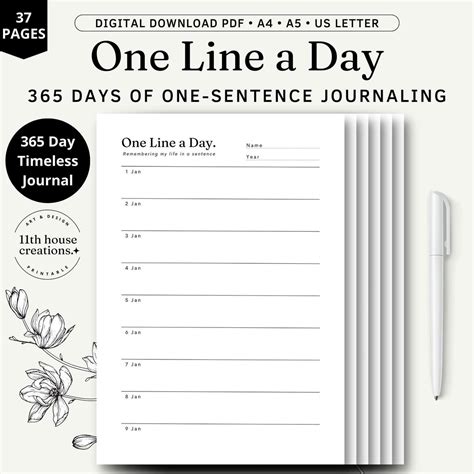 One Line Journal Printable