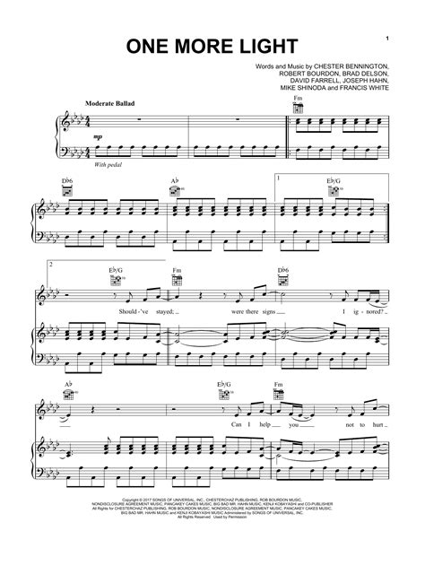 one more light piano sheet music easy