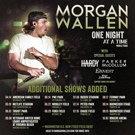 one night at a time world tour schedule