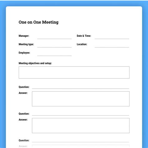 one on one meeting templates for word