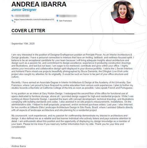 one page cover letter