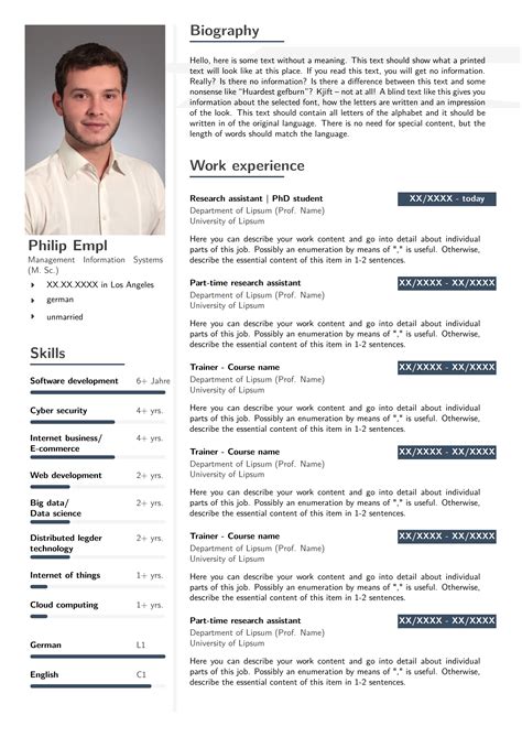 one page cv template latex