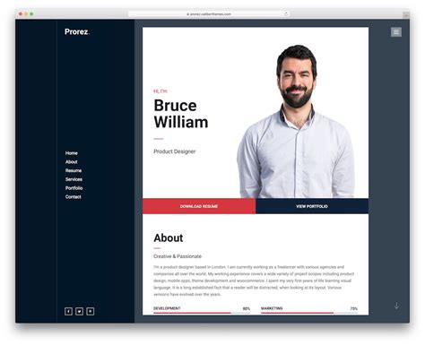 one page cv website template free