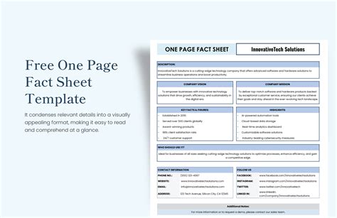 one page information sheet template