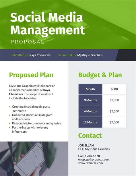 one page proposal template