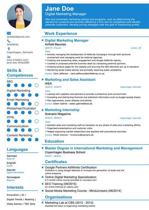 one page resume builder free