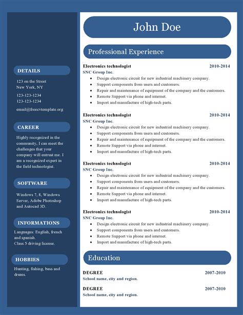 one page resume builder free