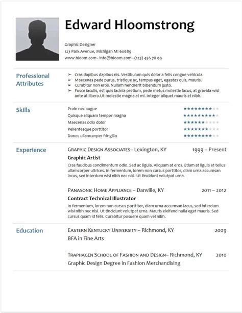 one page resume template doc