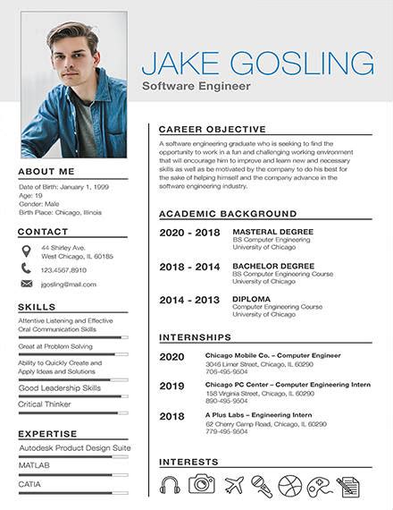 one page resume template word free for freshers
