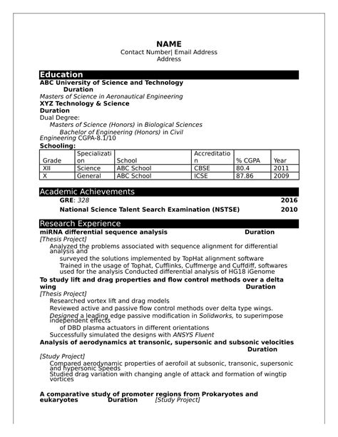 one page resume templates for freshers