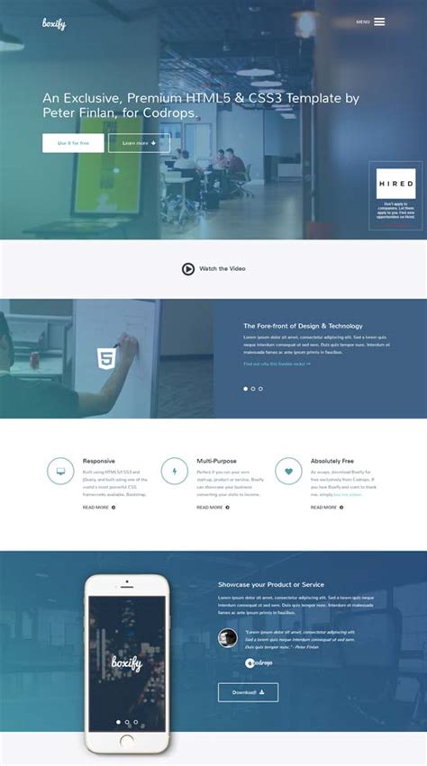 one page website template
