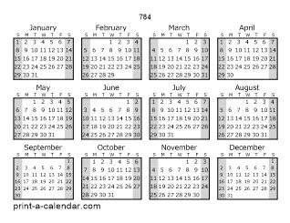 one page yearly calendar 2015