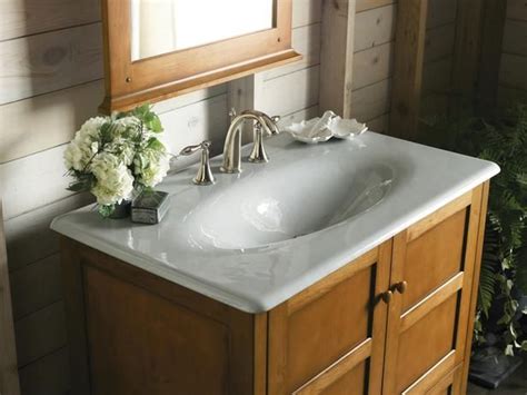 one piece bathroom sink and countertop