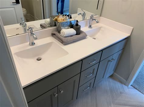 one piece double sink bathroom