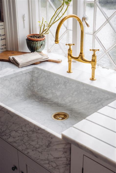 one piece marble sink and countertop