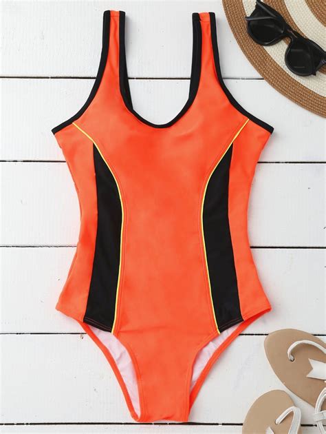one piece orange swimsuit