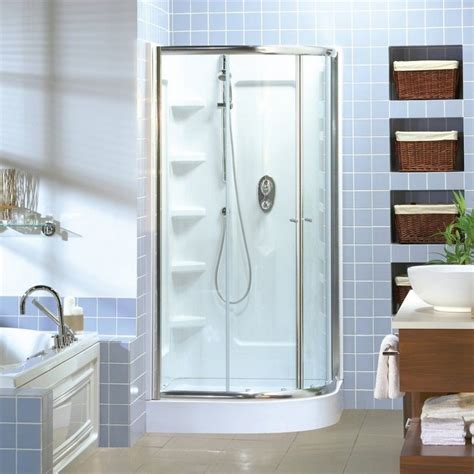 one piece shower stalls with glass doors
